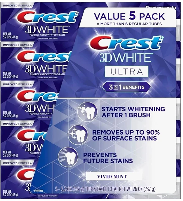 크레스트 3D 화이트 울트라 화이트닝 민트 5 2온스 5파운드, 26 Ounce (Pack of 1), 1개 - 쿠팡