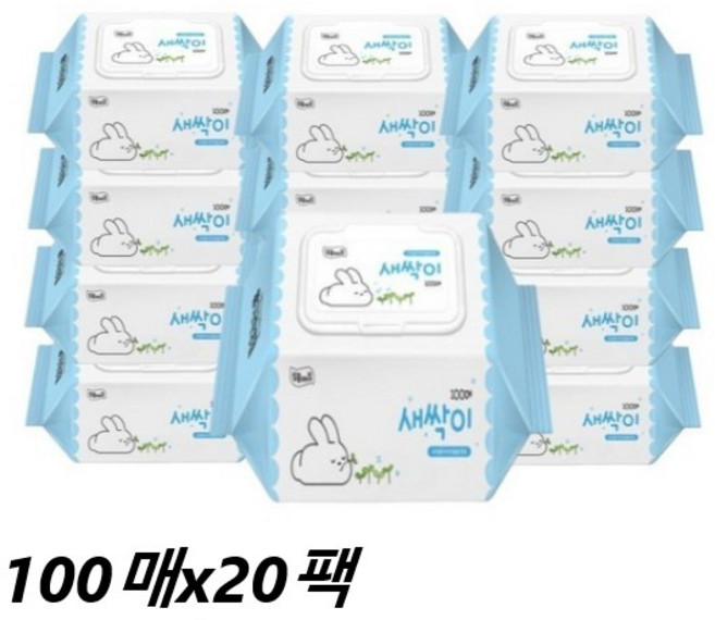 케이에이치커머스 새싹이 물티슈 100매 24팩(1박스), 100개입