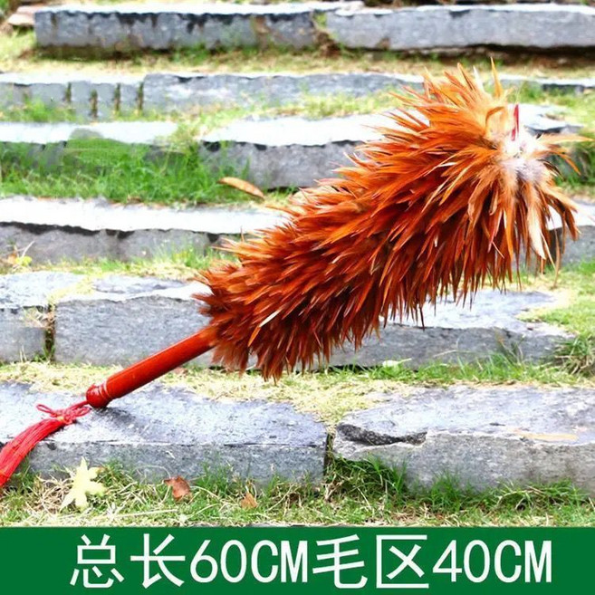 雞毛撢子 可伸縮除塵掃灰 靜電清潔 加厚設計, 1個, 實木總長60cm毛區40cm背毛 帶中國