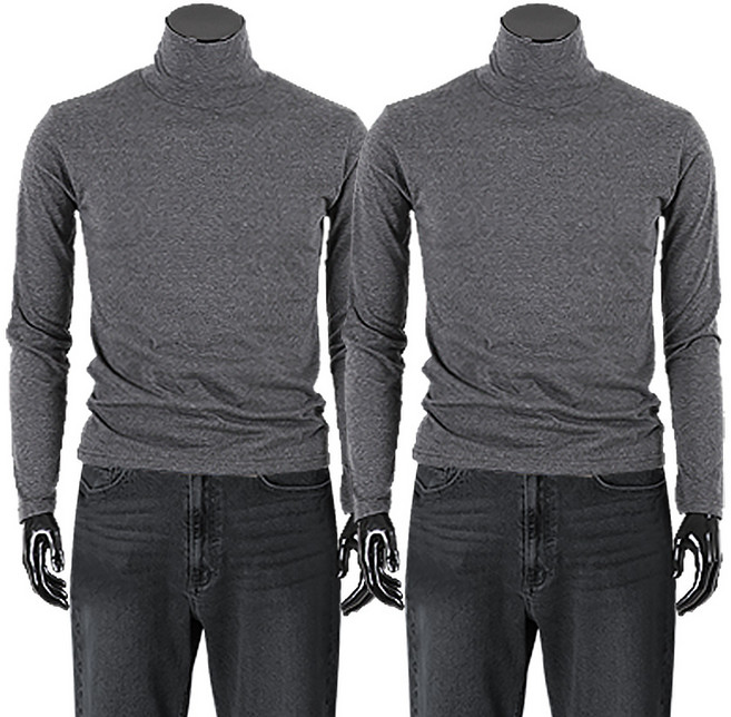 제네브 [1+1] 2장기획세트상품 / 남녀공용 국내생산 S~3XL 면TC 긴목폴라 티셔츠 2종세트