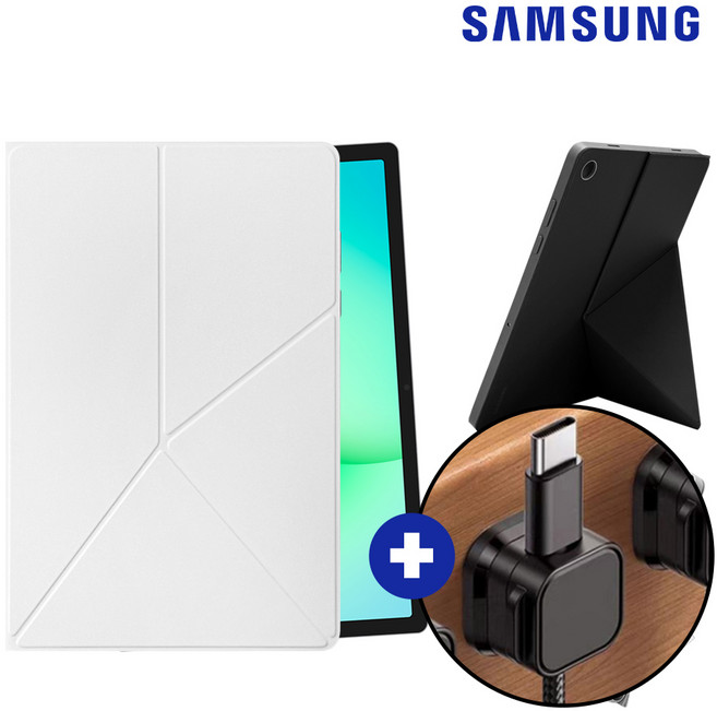 삼성 정품 갤럭시탭A11+ 스마트 북커버 + 케이블홀더, 1개, 화이트+케이블홀더1개