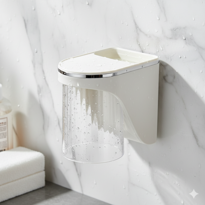 마법의 주머니 무타공 자석 흡착 양치컵 홀더, 1개, 투명