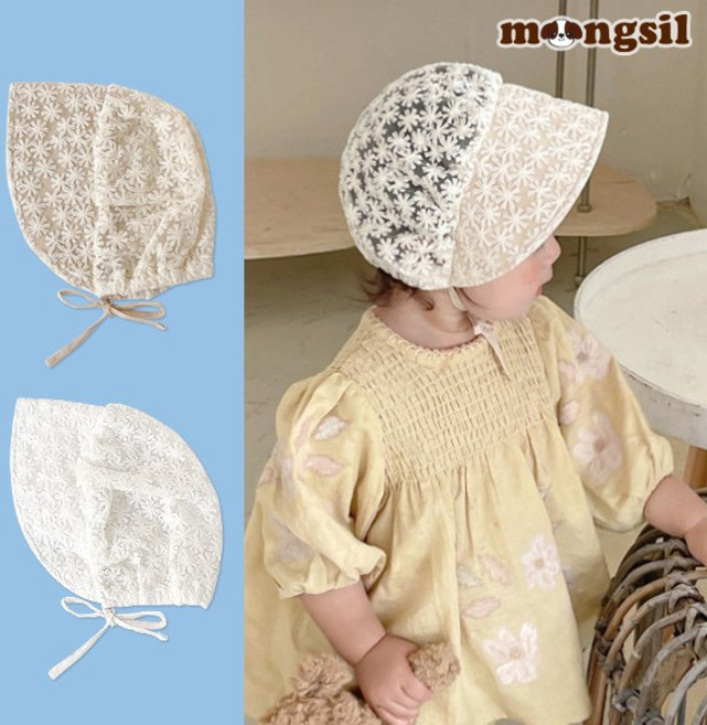 몽실이 레이스 여아 보넷 리본끈 앞챙 여름 아기 모자