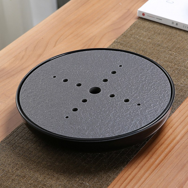 드라이아이스 스시 접시 플레이팅 일식 오마카세 그릇, 블랙 라운드 심플 25 25cm, 기본 구성품, 1개