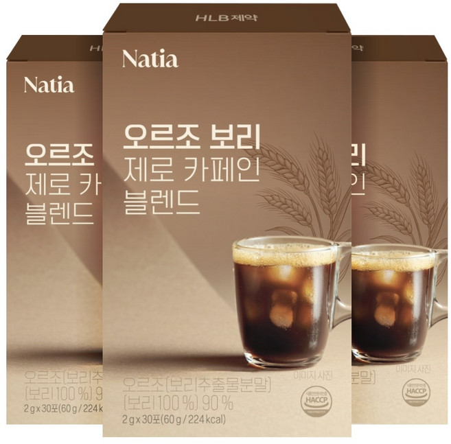 HLB제약 나티아 오르조 보리 제로 카페인 블렌드 커피대용차, 3개, 30개입, 2g