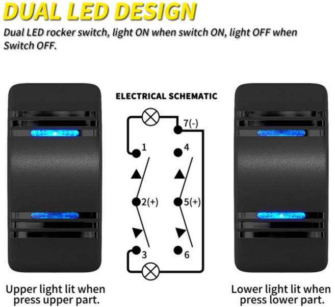 순간 로커 스위치 방수 (ON)-Off-(ON) 3 해양 12V 20A DPDT 7 핀 보트 토글 자동차 용, 02 ON-OFF-ON Latching