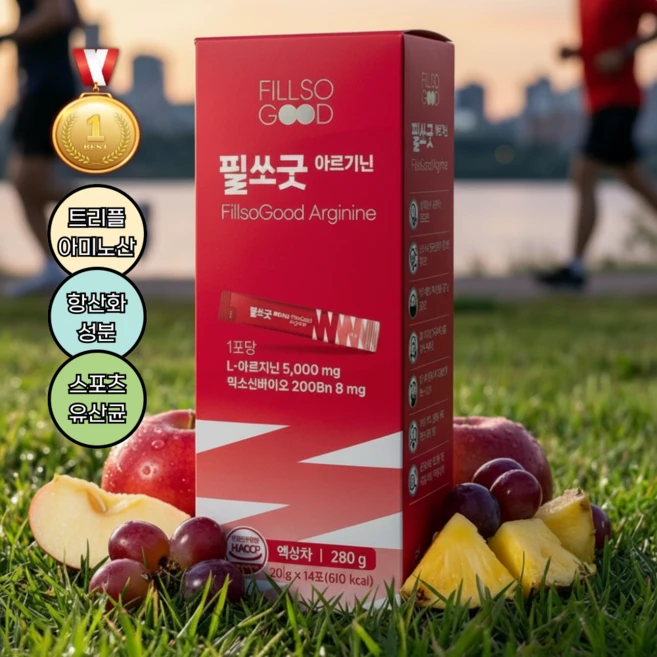 [활력충전] 고함량 아르기닌 5000mg 시트룰린 오르니틴 에너지 부스터 액상스틱 필쏘굿, 1박스, 14회분 - 쿠팡