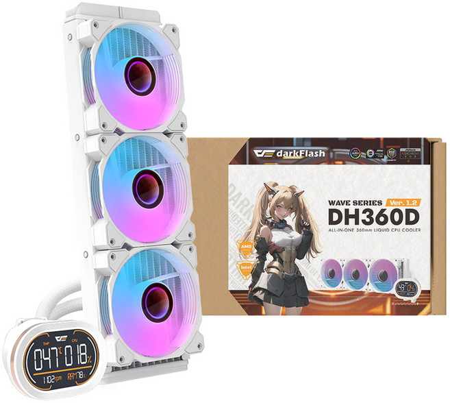darkFlash WAVE DH-360D ARGB (화이트), 선택하세요, 화이트, 1개