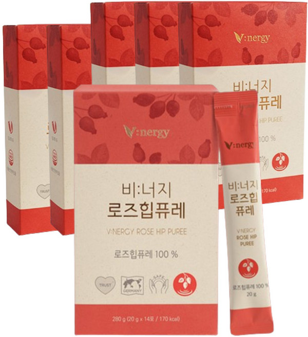 비너지 로즈힙 퓨레 원액 주스 14p, 280g, 6박스