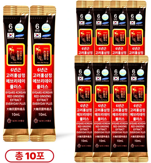 6년근 홍삼 스틱 진액 실속형 끝판왕 에브리데이 플러스, 10개, 10ml - 쿠팡