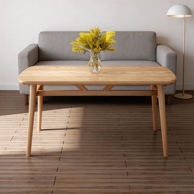 NEDYOU 홈컴 식탁 4~6인용 원목 식탁 가정용 거실 테이블 우드 다용도 사각 테이블 DK-05, 4인용, 나무색(의자가 없어요)