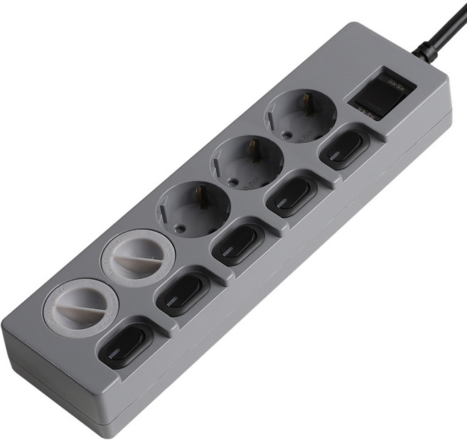 스윗홈 국산 개별 절전 과부하차단 컬러 멀티탭 5구 + 안전커버2p 7m 그레이블랙 1개