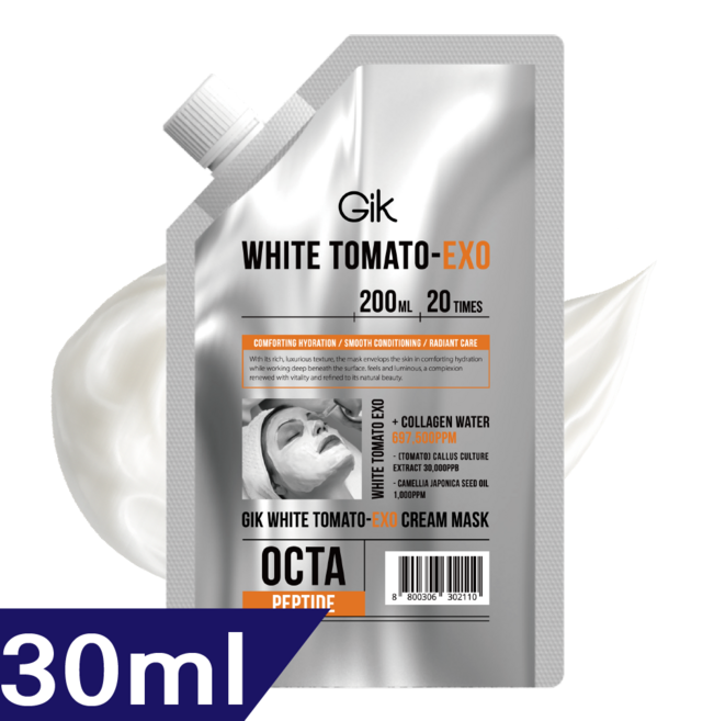 GIK 화이트 토마토 엑소 톤업 광채 수분 진정 슬리핑 크림 바르는 마스크 팩, 1개, 30ml