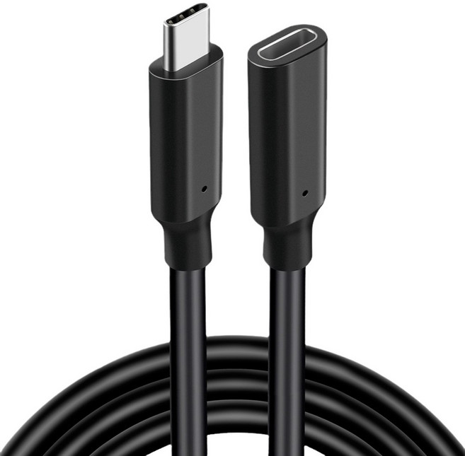 USB C 3.2 연장 케이블 100W PD 5A 유형 4K @ 60Hz 10Gbps Thunderbolt 3 Xiaomi Huawei 스위치 0.5M 1M 2M, 02 Black PVC, Black PVC