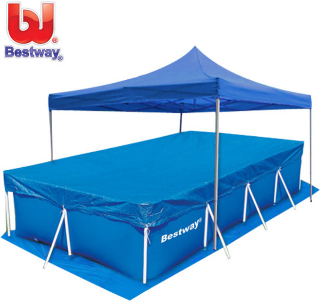 키즈마트 기둥수영장400(400x211x81cm)+그늘막+덮개+깔개세트 4종세트 풀장, 1개