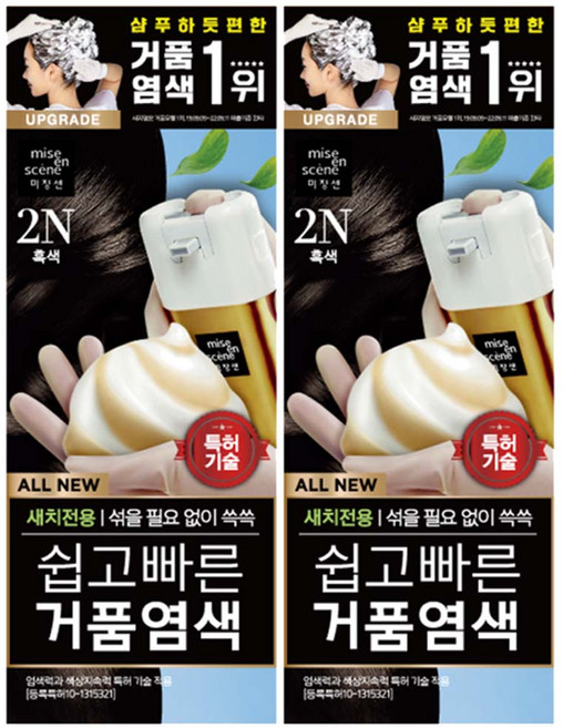 미쟝센 쉽고 빠른 거품 염색 새치전용, 2개