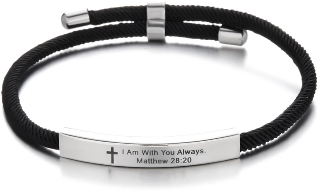 Lambano 성경 말씀 각인 팔찌, 1개, 마28:20 여성용 24cm