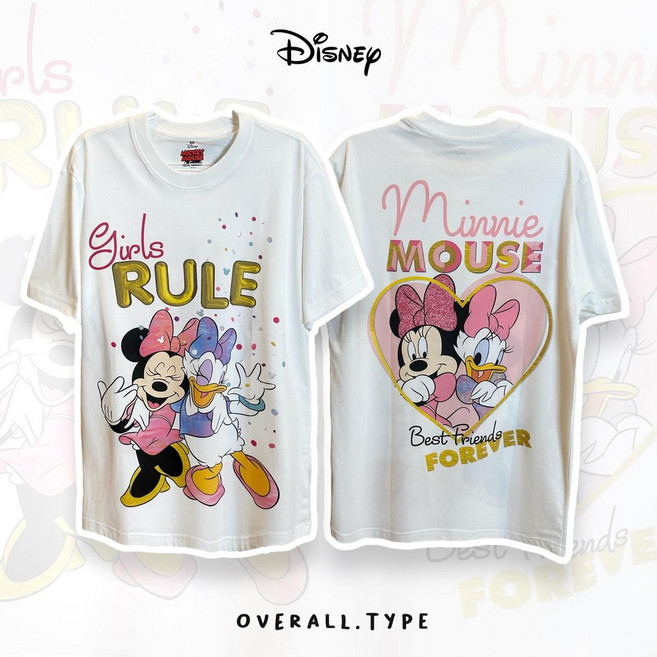 디즈니 도널드덕 데이지덕 미키미니마우스 양면프린트 오버핏 루즈핏 캐주얼 반팔티셔츠