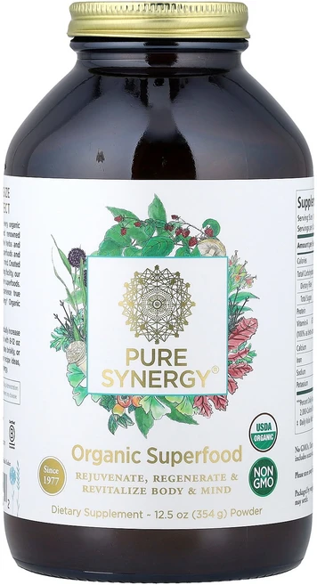 Pure Synergy 유기농 슈퍼 푸드 분말 354g(12.5oz) Synergy (퓨어 시너지), Pure Synergy, 유기농 슈퍼 푸드 분말, 35, 354g, 1개 - 쿠팡