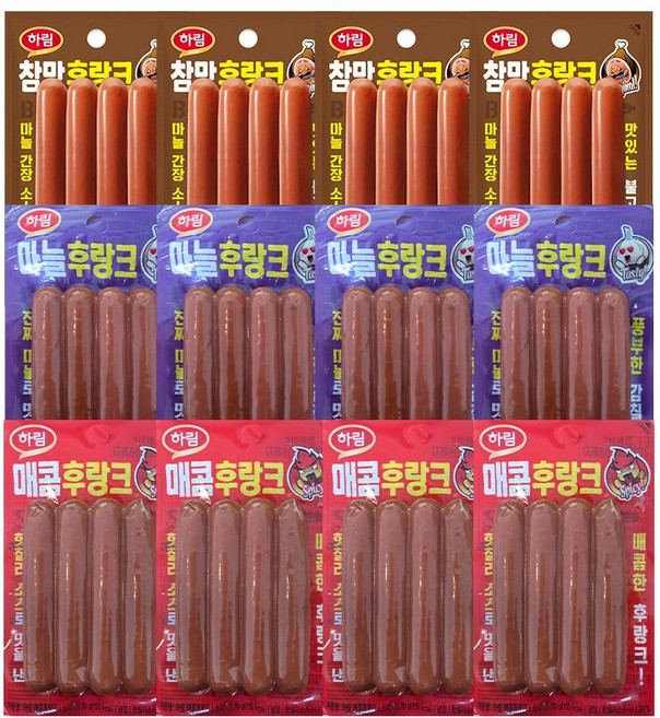 하림 참맛후랑크 70g x 4개 + 마늘후랑크 70g x 4개 + 매콤후랑크 70g x 4개 (총 12개)