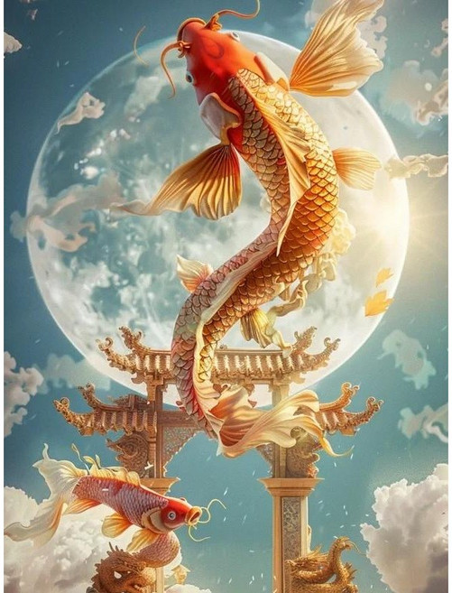 어변성룡도 우드 조각퍼즐 시험 합격 승진 출세 상징 수능기원 비단잉어 풍수지리 전통화 직소퍼즐 300 500 700 1000 1500피스, 1개, 어변성룡도 선택1, 1000피스