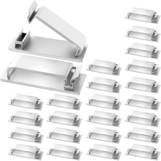 캔모어 케이블 와이드 전선 선 정리 고정 클립, 25개, 흰색(단일홀)