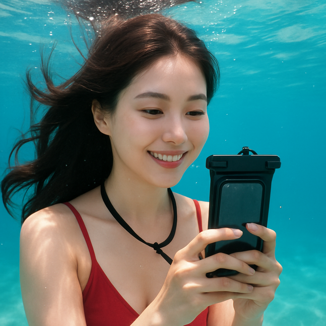 다잇대 투명 핸드폰 방수팩 + 넥스트랩, 1개, 검정