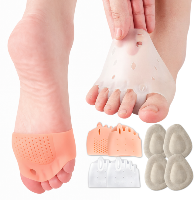 LivFoot 앞꿈치 쿠션패드 실리콘 발바닥보호 지간신경종 중족골 앞꿈치통증, 4세트