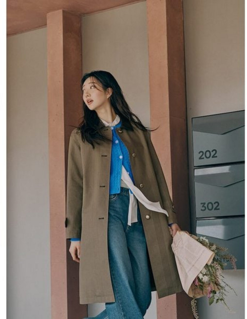 [백화점정품] 빈폴레이디스 코튼 혼방 체크 맥 트렌치 코트 베이지 (BF483TC03A)