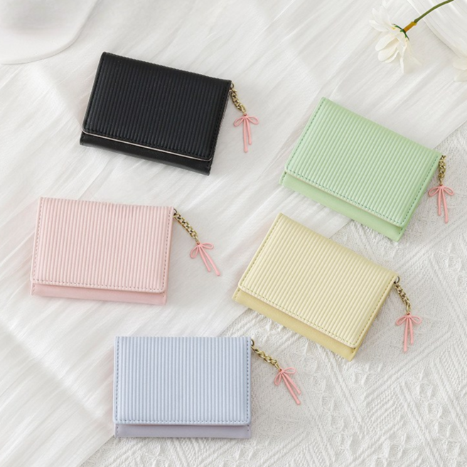 엔에스레이블 여성 가죽 3단 미니 카드 명함 지갑 똑딱이 카드지갑