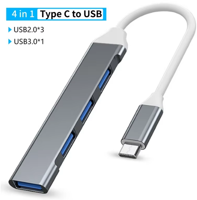 5포트 USB C 허브 4K HDMI 호환 3.0 2.0 타입 충전 PD 100W RJ45 100M 도킹 맥북 노트북 컴퓨터용, 1개, [02] 4 in 1 Type C