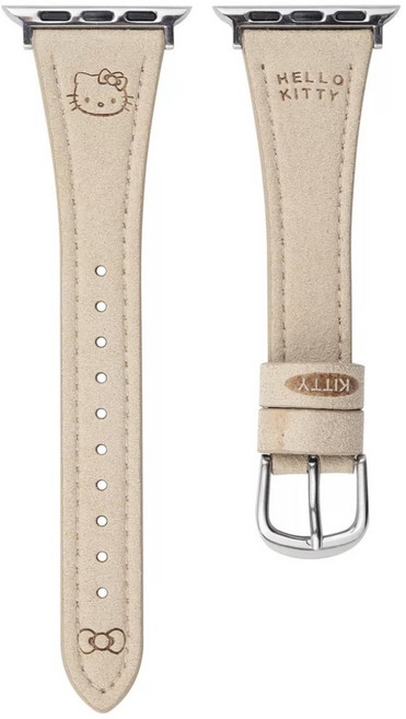 생활보물창고 애플워치 헬로키티 벨벳소가죽 스트랩, 1개, 연베이지