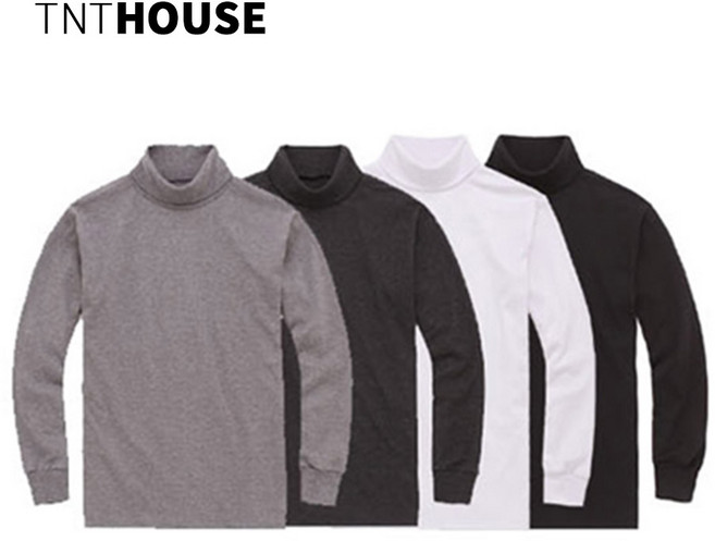 티앤티컴퍼니 남녀공용 무지 양면 목폴라 긴팔 티셔츠
