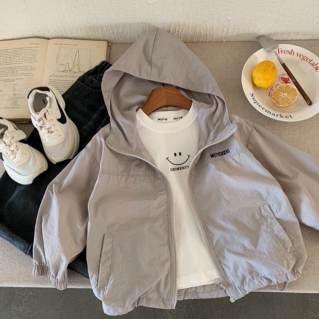 구빠방 아동 베이직 후드 바람막이 긴팔 자켓