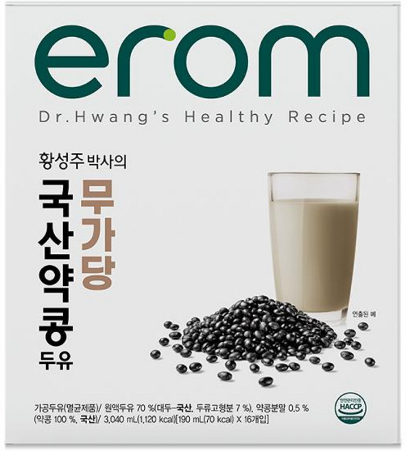 이롬 황성주박사의 국산 약콩두유 검은콩 무가당 두유, 64개, 190ml