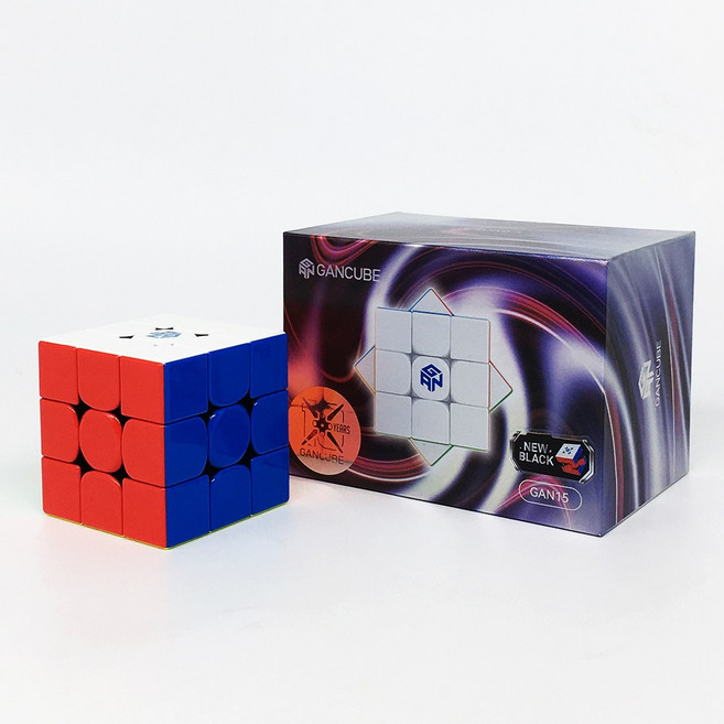 3X3 GAN 15 New Black UV코팅 큐브 간 15 뉴블랙 큐브 간큐브 간즈큐브 33 자석큐브 선수용 큐브 333, 1개, 혼합색상