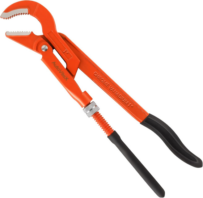 AutoViteX 12인치 스웨덴 파이프 렌치 45 각진 턱을 가진 고강도 조절식 배관 모든 종류의 너트 수도관용, 1개