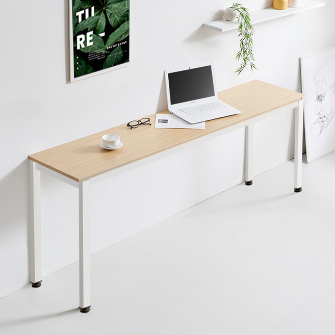 e스마트 1인용 학생 슬림 간이 좁은 책상 일자다리, 내추럴오크