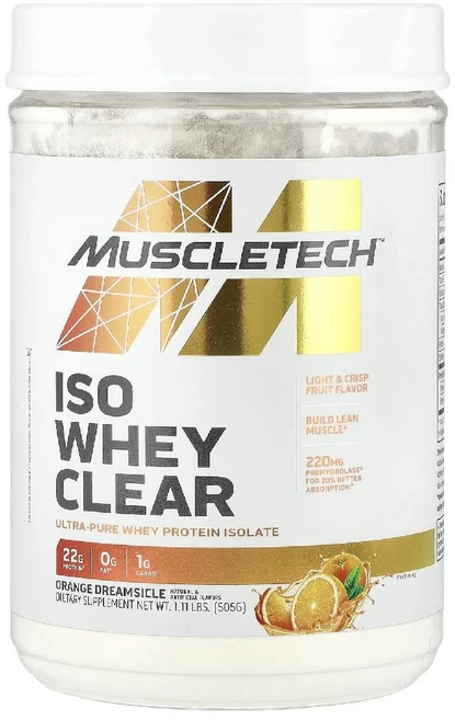머슬테크 ISO Whey Clear 유청 클리어 분리 단백질 오렌지 드림시클 분말 505g, MSC71484, 1개 - 쿠팡