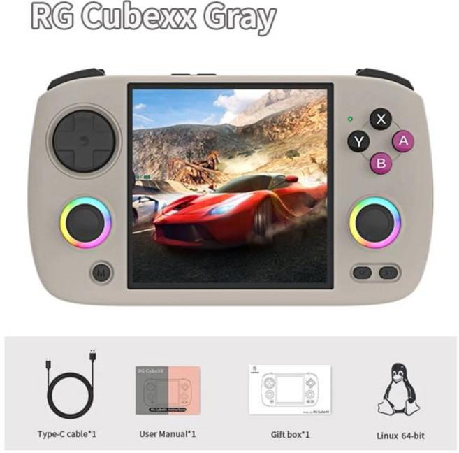 ANBERNIC RG CUBE XX 레트로 휴대용 게임 콘솔 비디오 플레이어 게임용 리눅스 HD IPS RGB 와이파이 블루투스 PSP 게임 선물 RGCUBEXX 신제품, 01 CHINA, 02 번들 11, 05 Gray