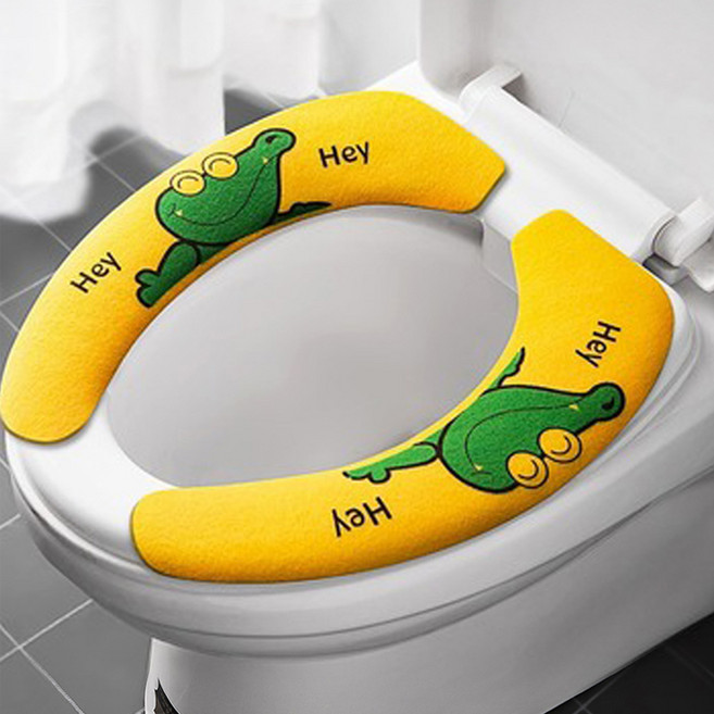 붙이는 변기커버 화장실 U자형 변기시트 탈부착 변기시트커버 세탁가능 변기방석 욕실 변기덮개 양변기패드, 그레이-고양이, 1개