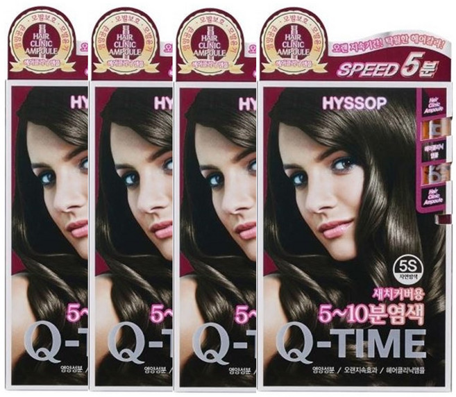 히솝 큐타임 헤어 칼라 크림 염모제 60g 4개 6종색상 택1 새치커버 패션염색, 5S 자연 밤색 4개, 1개