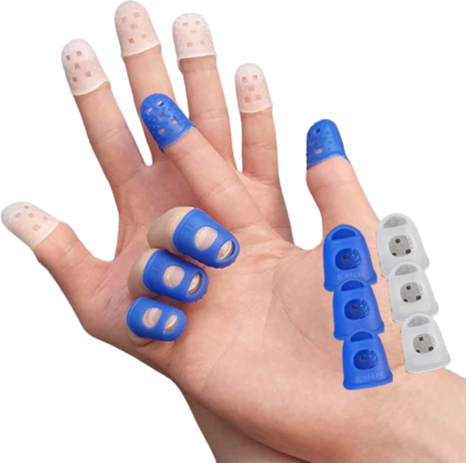 본라이프 엠보싱 사무용골무 손가락 골무 작업 손가락보호 골무 실리콘 손가락링 게이밍골무 엄지골무 중지골무 검지골무 고무골무 악기 기타연주 바느질골무 지문방지 지폐 전표 문서, 랜덤, 1개