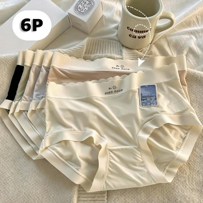 아모인 면 스판 여성 팬티 냉장고 쿨링 심리스 팬티 6p