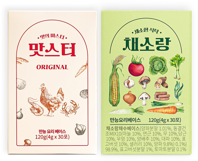 맛스터 2BOX (오리지널+채소랑) 천연조미료 만능스톡, 120g, 2개
