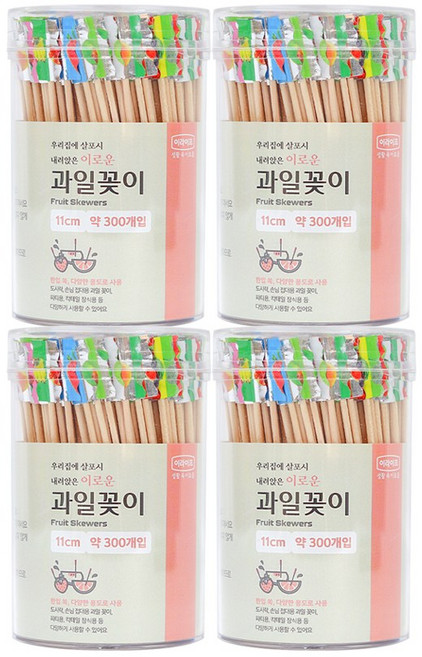 롯데알미늄 편한생활 과일꽂이 원형대, 300개입, 4개