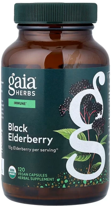 Gaia Herbs 아세로라 함유 블랙 엘더베리 베지캡슐 120정, 120개, 1개 - 쿠팡