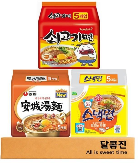 [달콤진] 쇠고기면 5P + 안성탕면 5P + 스낵면 5P, 1세트