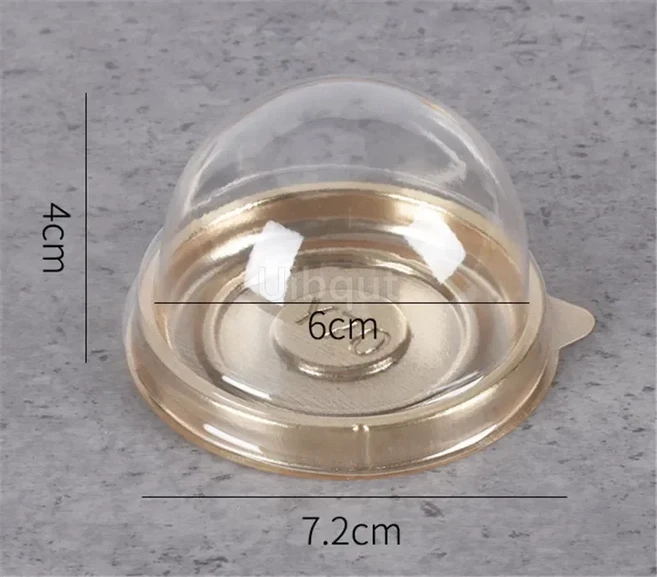 골드 블랙 투명 타원형 플라스틱 케이크 무스 포장 상자 컵케익 치즈 페이스트리 크림 컨테이너 결혼식 축, 08 100pcs D7.2xH4cm