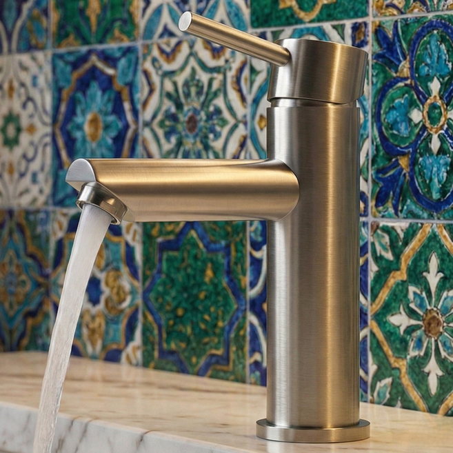 KC인증 호텔식 시그니처 무광스텐 원홀 세면기 수전 욕실수전, 1개, 샤이닝 실버